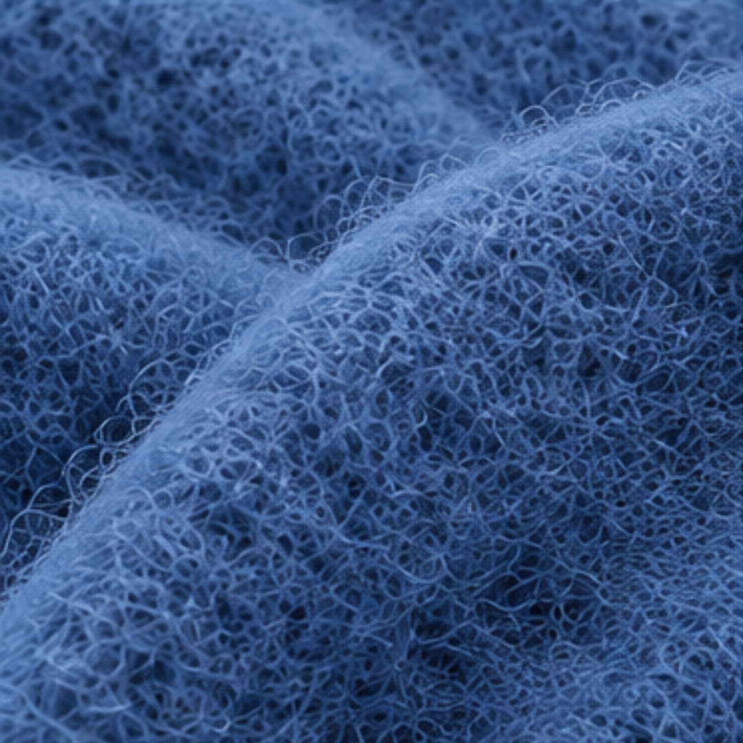 Tovet badstuelue, håndstrikket i Norge